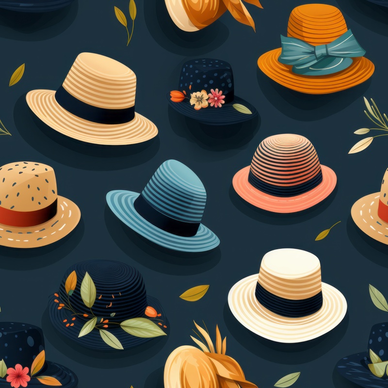 Vintage Illustration Hats: Stylish and Chic Seamless Pattern