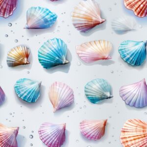 Coastal Watercolor Seashell Delight Seamless Pattern