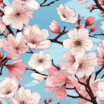 Blooming Cherry Blossoms | Japanese Woodblock Style Seamless Pattern