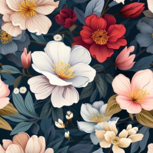 Colorful Blooms - Nature-Inspired Illustration Seamless Pattern