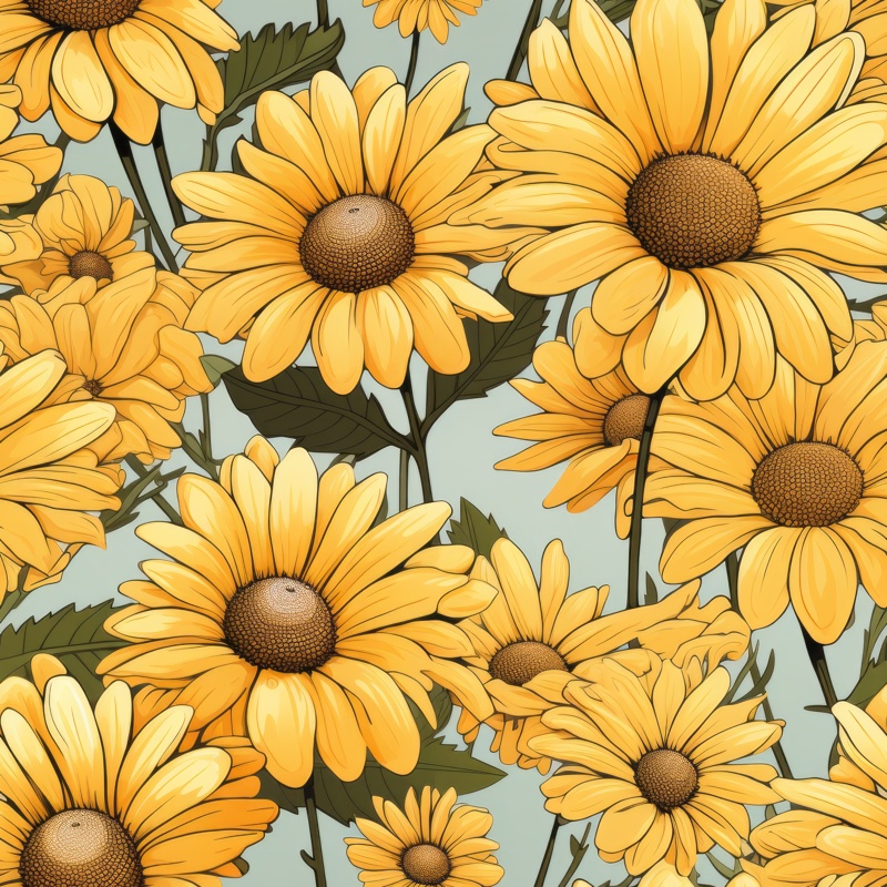 Vibrant Sunny Yellow Daisies Seamless Pattern