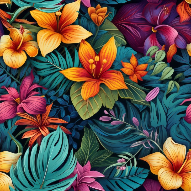 Exquisite Tropical Botanical Delights Seamless Pattern