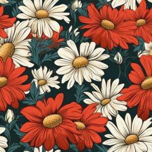 Cheerful Red Daisies Delightful Pattern Seamless Pattern