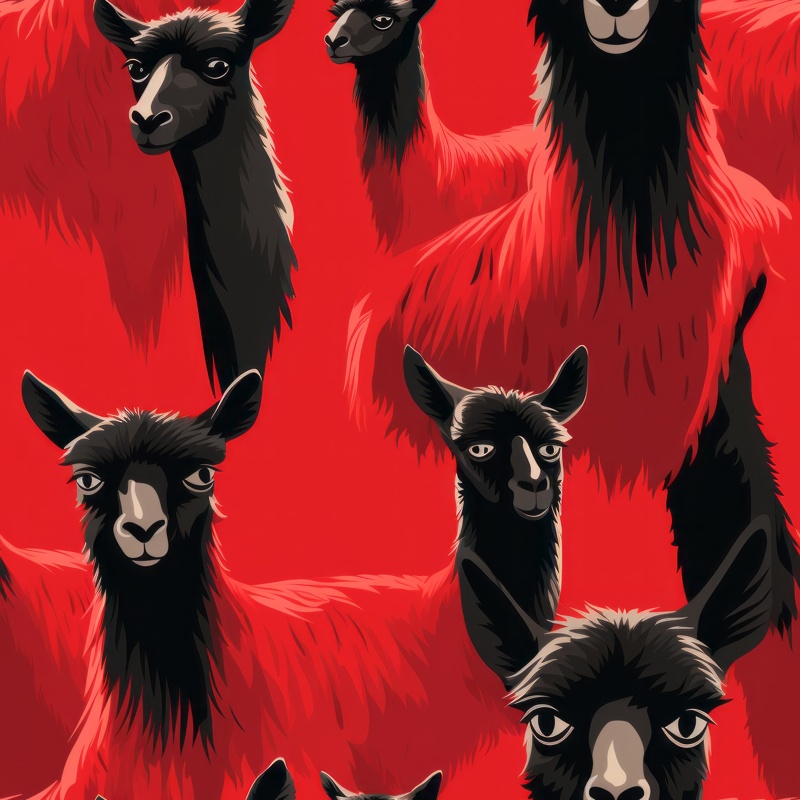 Fiery Red Llamas Pattern Seamless Pattern