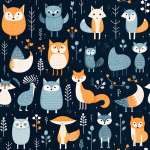 Whimsical Animal Illustrations: Modern Graphic Delight! Seamless Pattern