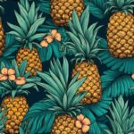 Tropical Teal Pineapple Paradise Seamless Pattern