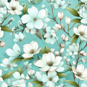 Fresh Mint Green Floral Delight Seamless Pattern