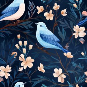 Soft Blue Bird Delight Seamless Pattern