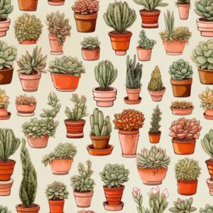 Terracotta Succulents - Vibrant Natures Tapestry Seamless Pattern