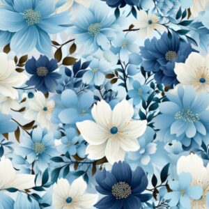 Soft Blue Floral Delight Seamless Pattern