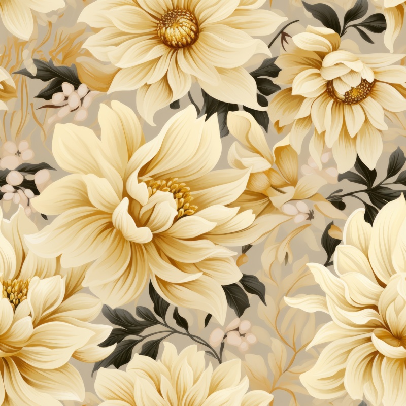 Ethereal Blooms: Delicate Ivory Floral Design Seamless Pattern