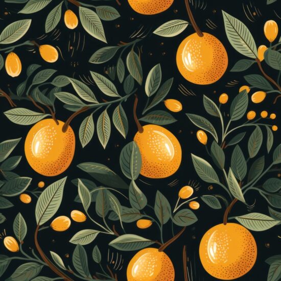 Rustic Orange Leaves Delight Seamless Pattern