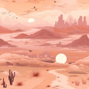 Captivating Dusty Pink Desert Sunsets Seamless Pattern