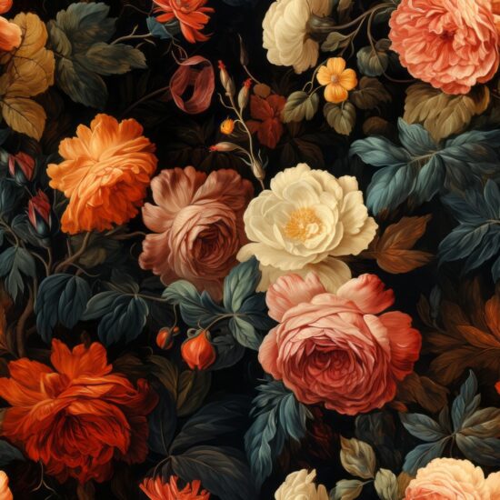 Antique Blossom: Old Masters-Inspired Painting Seamless Pattern