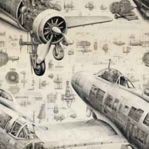 Aviation Sketches and Artworks Seamless Pattern