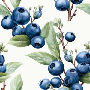 Blueberry Bliss Watercolor Delight Seamless Pattern
