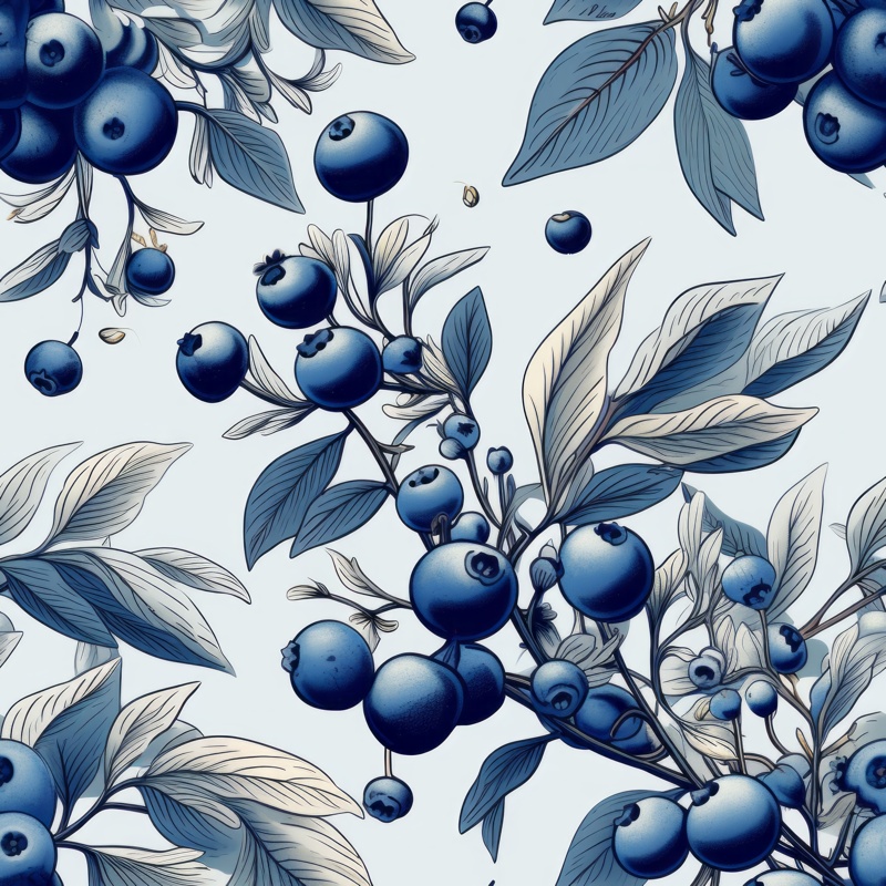 Blueberry Calligraphy Delight Seamless Pattern