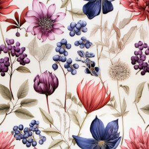 Botanical Essence: Ink and Watercolor Flora Seamless Pattern