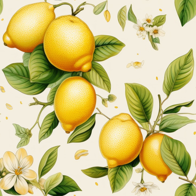 Citrus Dreams Watercolor Pattern Seamless Pattern