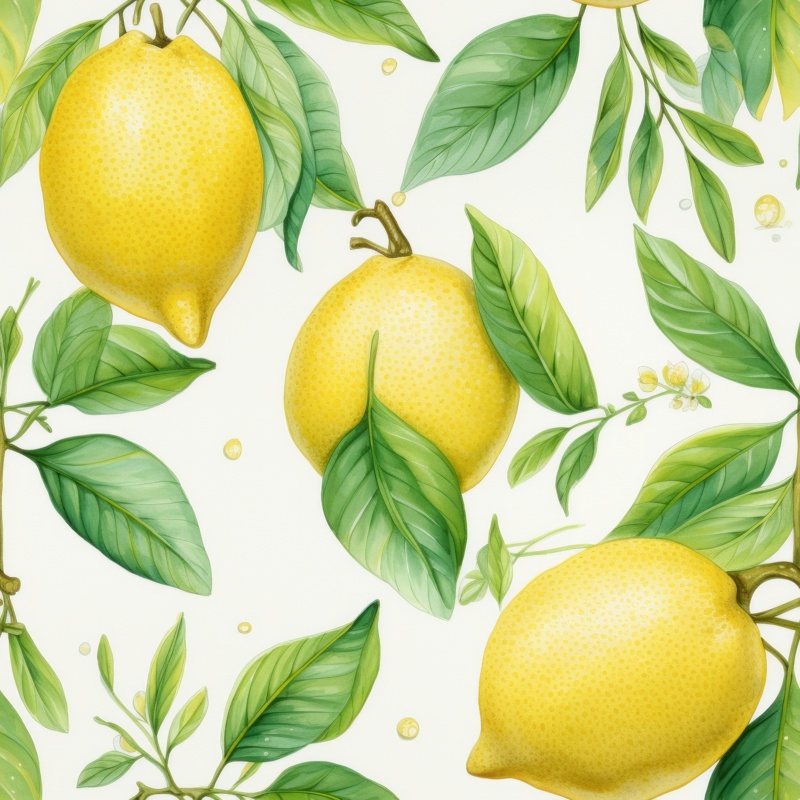 Citrus Splash Watercolor Fruit Pattern Seamless Pattern