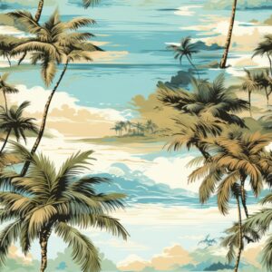 Coastal Paradise: Tropical Palm Tree Delight Seamless Pattern