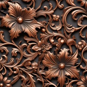 Copper Blossom Wood Seamless Pattern
