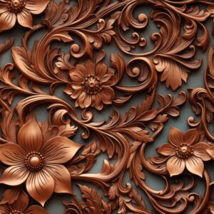 Copper Floral Fusion Seamless Pattern
