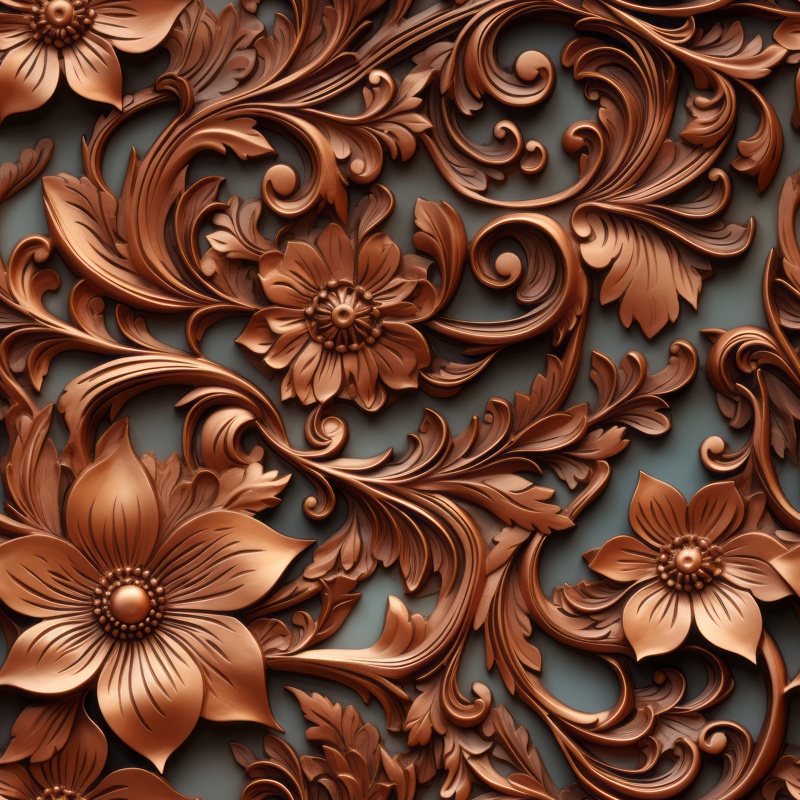 Copper Floral Fusion Seamless Pattern
