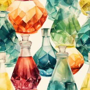 Crystal Decanter Watercolor Glass Seamless Pattern