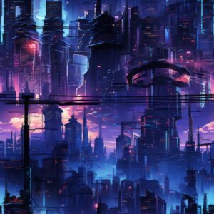 Cyber Metropolis Neon Lights Calm Seamless Pattern