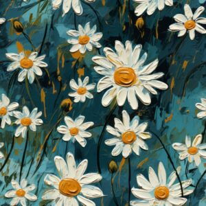 Daisy Expressionism Painting Seamless Pattern