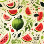 Delicious Watermelon Calligraphy Pattern Seamless Pattern