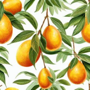 Deliciously Sweet Mango Watercolor Pattern Seamless Pattern