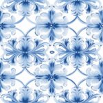 Elegant Floral Blue Damask Design Seamless Pattern