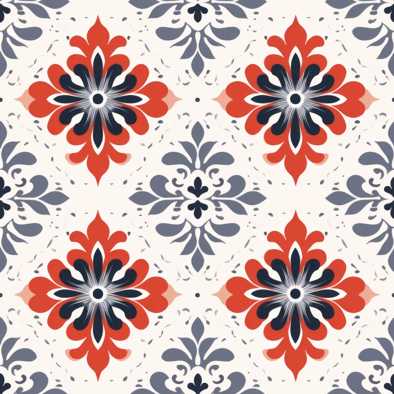 Elegant Floral Damask: Pointillism Style Seamless Pattern