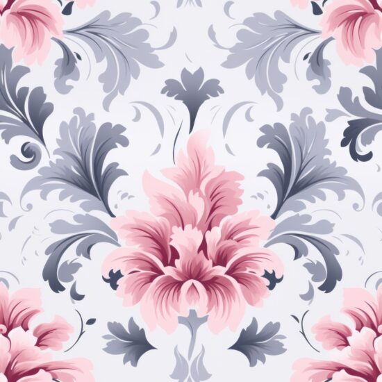 Elegant Watercolor Damask with Floral Design Seamless Pattern