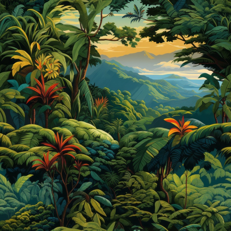 Exotic Brazilian Rainforest Immersion: Lush Green Jungle Seamless Pattern