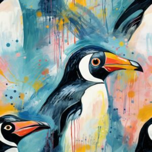 Expressive Penguin Art Pattern Seamless Pattern