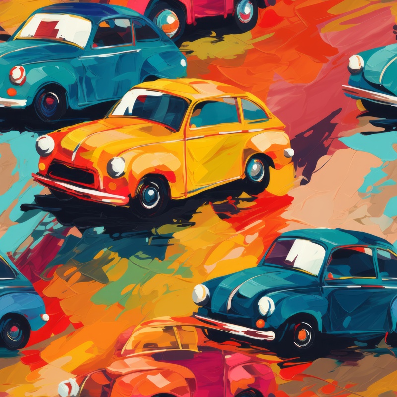 Expressive Toy Car Modern Art Seamless Pattern