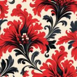 Fiery Floral Damask Seamless Pattern