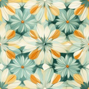 Floral Architectural Botanical Kaleidoscope Design Seamless Pattern
