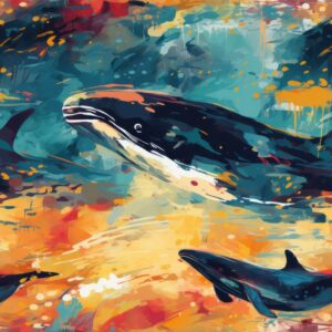 Fluid Whale Expressionism Seamless Pattern