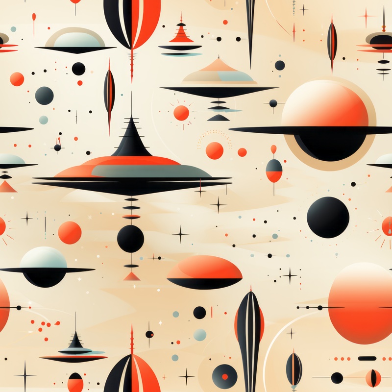 Googie Futurism Illustrations Seamless Pattern