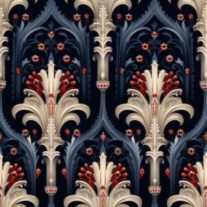 Gothic Manuscript Floral Elegance Seamless Pattern