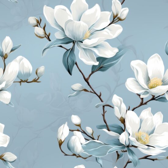 Graceful Blooms: Minimalistic Magnolia Floral Design Seamless Pattern