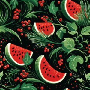 Juicy Watermelon Calligraphy Pattern Seamless Pattern