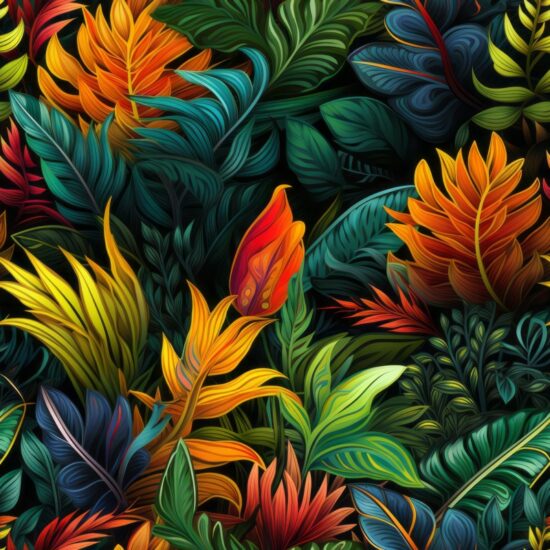Lush Leafy Paradise – Exotic Floral Design Seamless Pattern