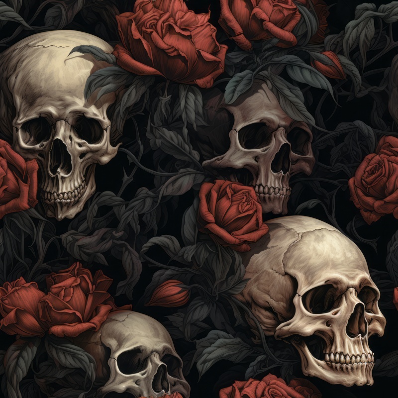 Midnight Visions: Dark and Macabre Skulls Seamless Pattern