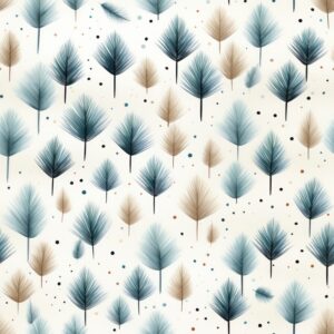 Minimalistic Pointillism Pine on Grey Seamless Pattern