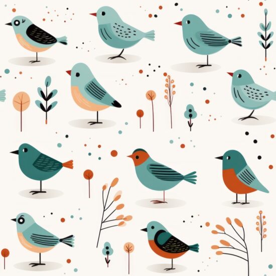 Modern Bird Illustration: Clean and Stylish Seamless Pattern